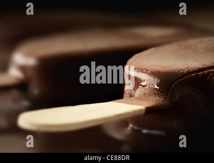 Melting Ice Cream Chocolate Bar Close-up Stock Photo