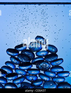 Blue glass pebbles underwater shot with professional medium format digital leaf back. Stock Photo