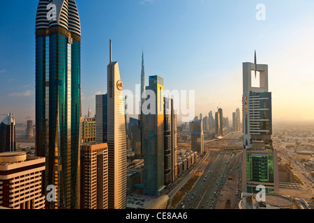 Dubai, Towering office and apartment towers along Sheikh Zayed Road