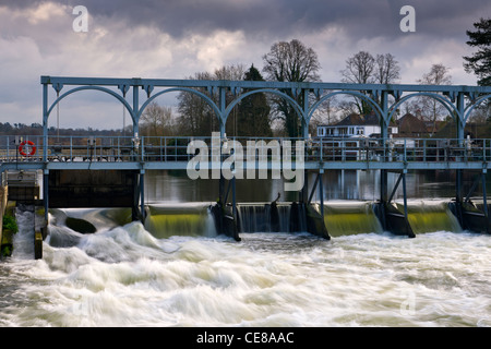 Sluice Gates on the River Thames Stock Photo