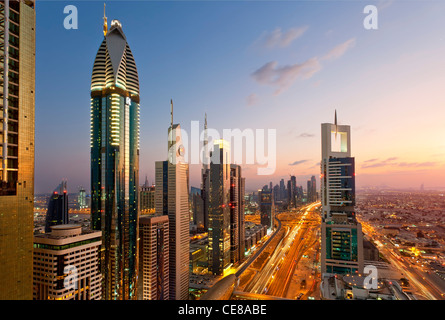 Dubai, Towering office and apartment towers along Sheikh Zayed Road