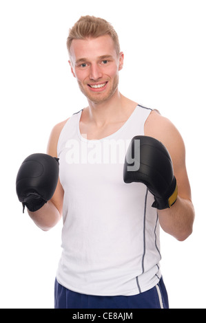 Full isolated studio picture from a young boxer Stock Photo