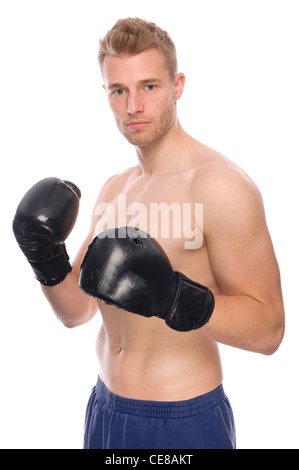 Full isolated studio picture from a young boxer Stock Photo