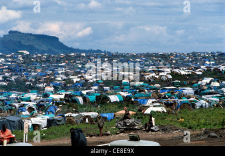 Refugee camp in Goma, Democratic Republic of the Congo in  1995. Area used to house Rwandan Hutus fleeing civil war in Rwanda. Stock Photo