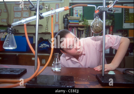 Female pupil in science lesson, St Saviour's & St Olave's School, Southwark, London, UK. Stock Photo