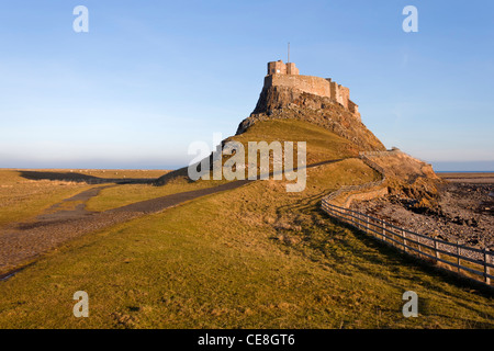 Lindisfarne Castle is a 16th-century castle located on Holy Island, near Berwick-upon-Tweed, Northumberland, Stock Photo