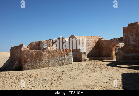 The remains of the sets from the 'Star Wars' films still stand in remote areas of the desert near Tozeur, Tunisia Stock Photo