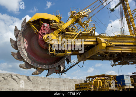 Giant excavator in open-cast coal mine Stock Photo