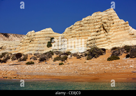 Strange landscape called 'Asprougoi' or 'Asprougi', in Koufonisi little island, south of Crete island, Lasithi, Greece Stock Photo