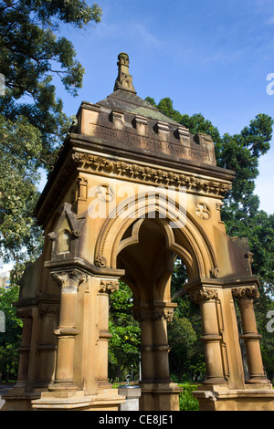 19th century neo-Gothic pavilion with drinking fountain, The Domain, Sydney, Australia Stock Photo
