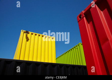 Brightly painted shipping containers at Re:START container mall, Cashel Street, Christchurch, Canterbury, South Island, New Zeal Stock Photo