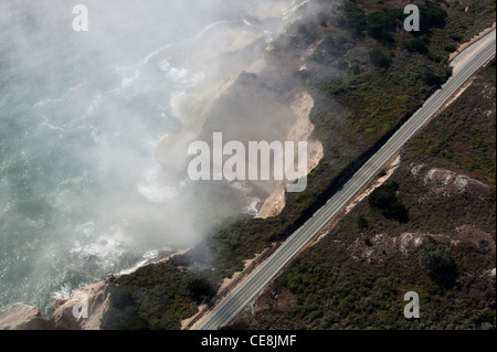 aerial photograph Highway One coastal Santa Cruz county, California Stock Photo