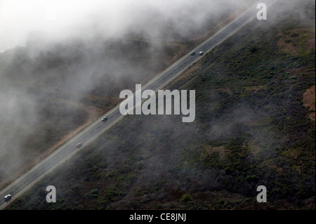 aerial photograph Highway One coastal Santa Cruz county, California Stock Photo