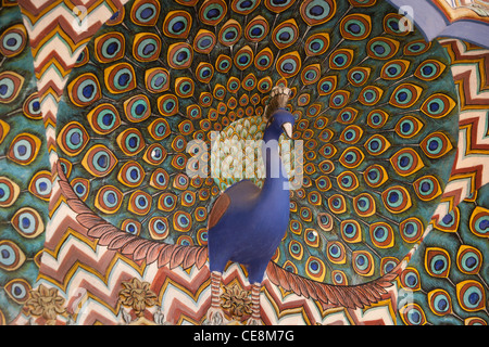 The Peacock Gate (depicting autumn), in the Pitam Niwas Chowk, in the City Palace in Jaipur, in Rajasthan, India Stock Photo