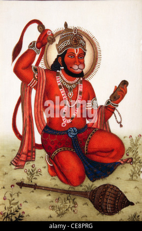 illustration of Lord Hanuman on religious background with message in ...