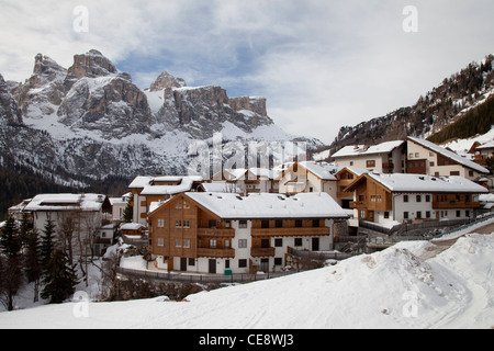 Kolfuschg in front of Sella massif, Colfosco, Gader valley, Val Badia, Dolomites, South Tyrol Italy, Europe Stock Photo