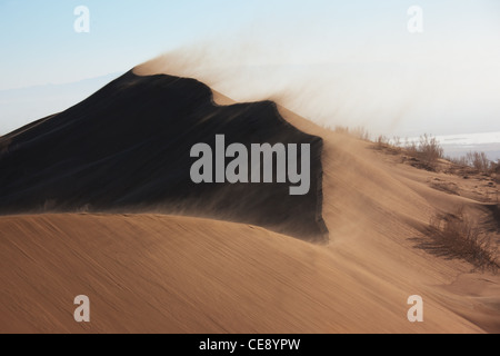 Sandstorm in desert national park Altyn-Emel, Kazakhstan Stock Photo