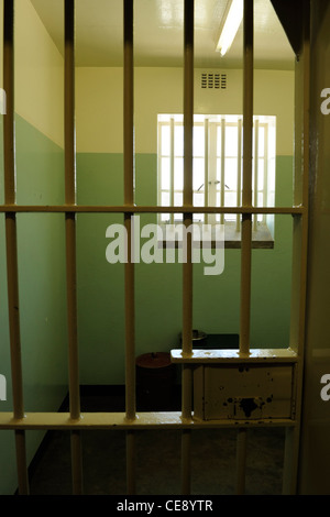 Prison cell of Nelson Mandela on Robben Island off the coast of Cape Town, Western Cape, South Africa Stock Photo