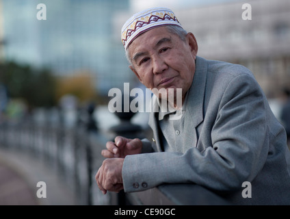 Mister Mereke, a muslim ethnic kazakh old man, Astana, Kazakhstan Stock Photo