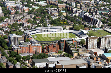 Aerial image of Lords Cricket ground, home of the MCC, St Johns Wood, London Stock Photo