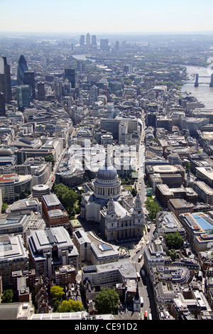 Aerial image of St Paul's Cathedral looking east to the City of London Stock Photo