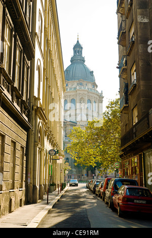St. Stephen's Basilica seen from Lazar utca, Budapest, Hungary. Stock Photo