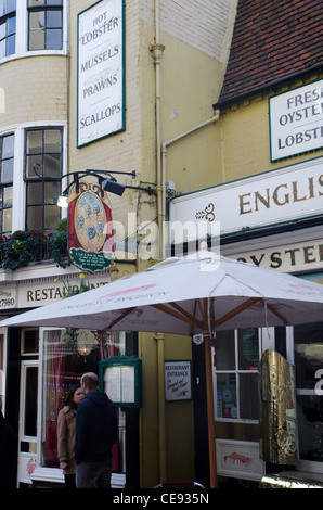 Shop signs in The Lanes Brighton East Sussex UK Stock Photo