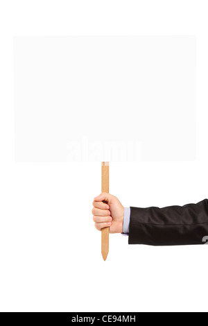 Male hand holding blank banner Stock Photo