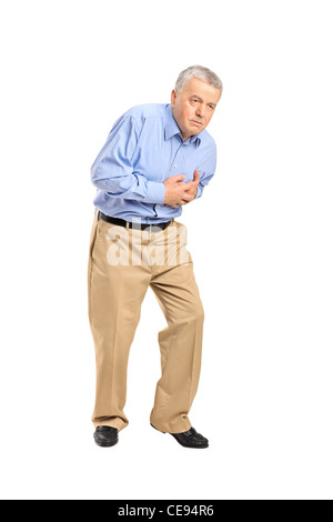 Senior man having a heart attack Stock Photo