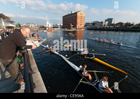 The Salford Watersports Centre and Holiday Inn Express at Ontario Basin, Salford Quays, Greater Manchester Stock Photo