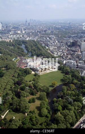 Aerial image of Buckingham Palace Gardens, the Palace looking in the direction of The City of London. London SW1 Stock Photo