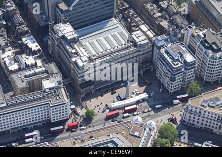 Aerial image of Charing Cross Station frontage onto The Strand, London WC2 Stock Photo
