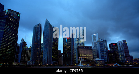 Central Business District CBD in the Marina Bay area of the city of Singapore in Far East Southeast Asia. Finance Financial Skyline Investment Bank Stock Photo