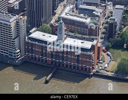 Aerial image of Oxo Tower Wharf, south bank of Thames, London Stock Photo