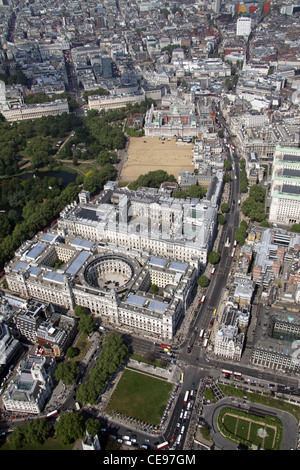 aerial view of Whitehall in London, showing Downing Street, FCO, Cabinet Office and Horse Guards Parade Stock Photo