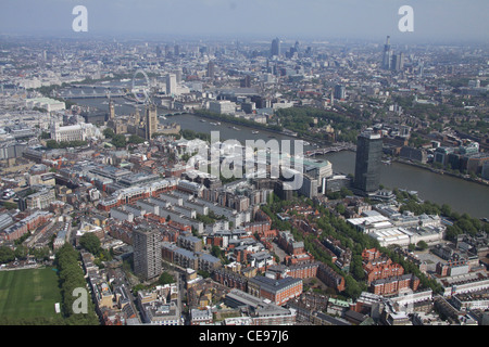 aerial view of the London skyline looking across from Regency Street in Westminster towards Lambeth, London Stock Photo