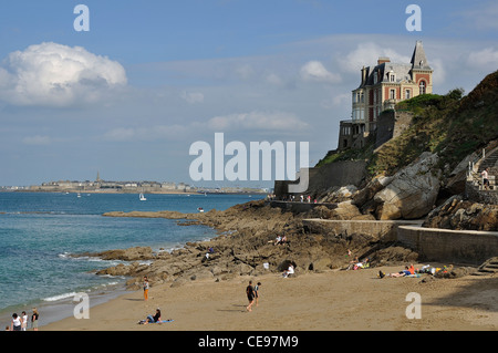 Dinard (and St Malo in the background), walk : le sentier des douaniers (France). Stock Photo