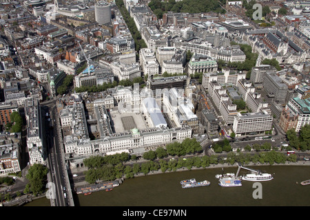 Aerial image of Somerset House (& Department of Music, King's College London) on Victoria Embankment, London WC2 Stock Photo