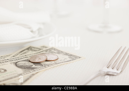 USA, Illinois, Metamora, Tip on restaurant table Stock Photo