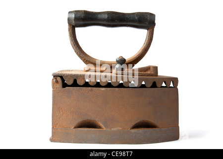 The old iron covered with rust on a white background Stock Photo