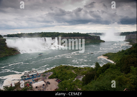 Looking over Niagara Falls from above the landing point of Maid in the Mist, on the Canadian side. Stock Photo