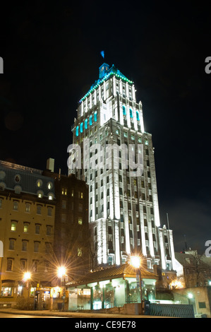 The Price Building, Quebec City at night Stock Photo