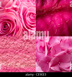 collage of pink abstract background textures Stock Photo