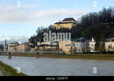 The swollen Salzach River, Salzburg, Austria Stock Photo
