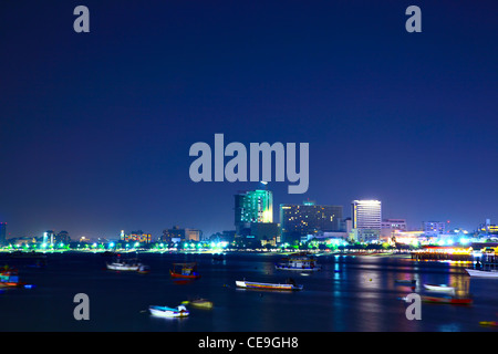 Night view of the Pattaya city, Thailand Stock Photo