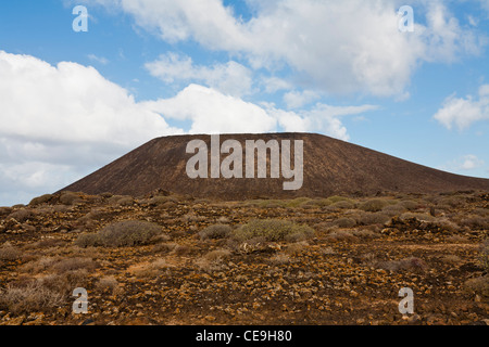 Looking up towards the volcanic caldera on the Island of Lobos, near Corralejo, Fuerteventura, Spain Stock Photo