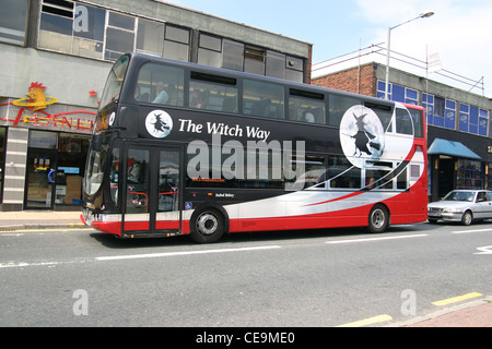 The X43 Witchway bus service runs from Burnley to Manchester Stock Photo