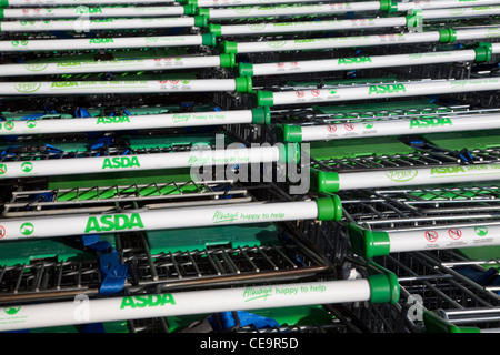 Asda shopping trolleys Stock Photo
