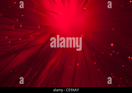 Red colors optical fibers Stock Photo