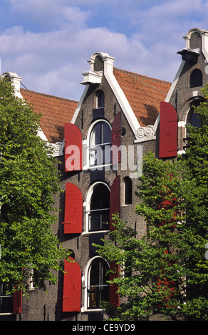 Old warehouses converted to apartments. Prinsengracht,  Amsterdam, Holland. Stock Photo